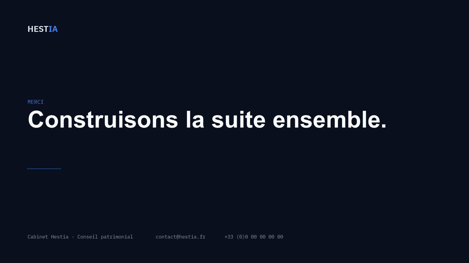 Dernière diapositive : Construisons la suite ensemble